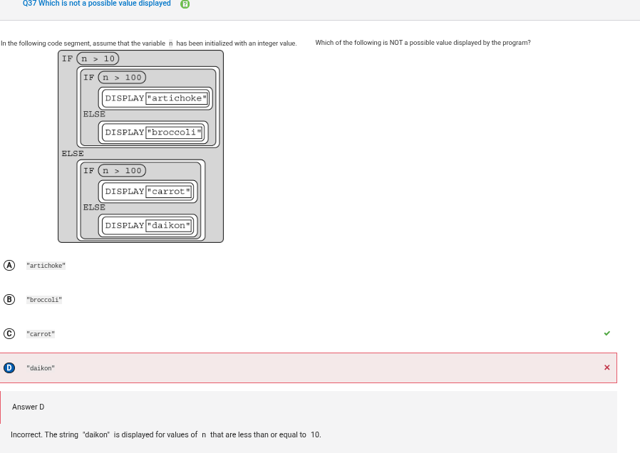Question 37: Which is not a possible value displayed, 4.B
